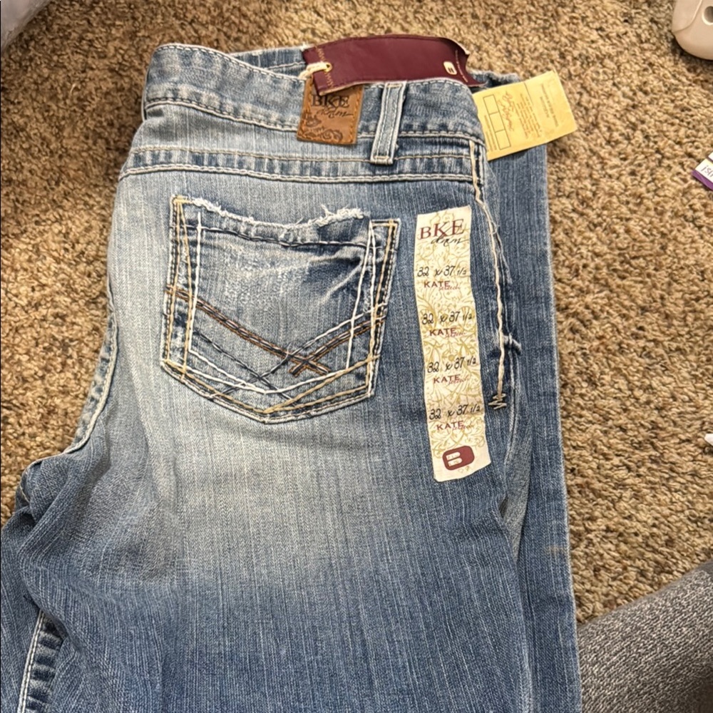 BKE Blue Boot Cut Jeans with Faded Denim